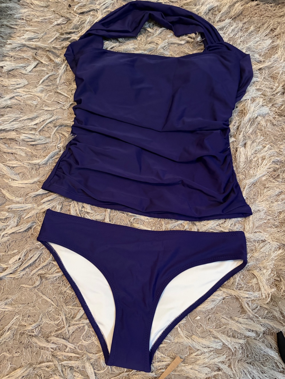 Women’s Halter Tankini Top and Bikini Bottom - Deep Purple